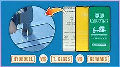 Screen PROTECTOR COMPARISON and DURABILITY Test | HYDROGEL vs GLASS vs CERAMIC