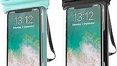 Waterproof Phone Pouch Case Dry Bag for iPhone 15 14 13 Pro Max Mini 12 11 Pro Max XR XS X 8 7 6S Plus, Galaxy S23 S22 S21 Note Pixel Up to 7", Cruise Essentials -2Pack, Green/Black