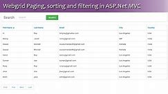 Webgrid Paging, sorting and filtering in ASP.Net MVC
