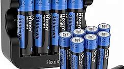 Hixon 1.5V Lithium Batteries AA Rechargeable,12-Pack 3500mWh High-Capacity Long-Lasting Double AA Li-ion Battery with Fast Charger,1600Cycle, Fits for Blink Camera VR/Xbox Gaming Controller.