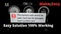 Locked Memory Card on Camera | 100% working Step by Step || #MakeEasy