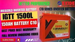 Exide Invagold Igtt1500L inverter battery c10 || Exide inverter battery review unboxing price