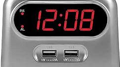SHARP Digital Alarm Clock with 2 Ultra Fast Charging USB Quick Charge Ports - Twice as Fast as Conventional USB Chargers - Battery Back-up - Easy to Use