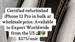Certified refurbished iPhone 12 in bulk at wholesale price. Available to Export Worldwide from the US 🚛📦 $275/unit $1,925/15 pieces We are leading source of graded iPhones at competitive wholesale prices✅ Place an Order - Link in Bio Connect with us on #instagram #tiktok #telegram #whatsapp ɪɴQᴜɪʀɪᴇꜱ 📩 #business #iphone #airpod #airpodmax #watchseries #applewatch #macbook #iphonewholesale #phones #fyp #foryou #foryoupage #viral #tiktok #TikTokChallenge #duet #live #trending #TikTokIndia #love