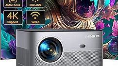 [Auto Focus/Keystone] 4K Projector with WiFi 6 and Bluetooth 5.2, FHD Native 1080P WiMiUS P64 Outdoor Movie Proyector, 50% Zoom, Home Projector Compatible with iOS/Android/HDMI/TV Stick