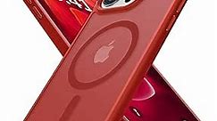Aulofe Strong Magnetic for iPhone 15 Pro Max Case, [Compatible with MagSafe] [Military-Grade Drop Tested] Shockproof Protective Slim Translucent Matte Cover for iPhone 15 Pro Max iPhone Case, Red