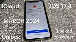 iOS 17.4 iCloud Activation Lock Unlock iPhone 7,8,X,11,12,13,14,15 Locked to Owner March 2024