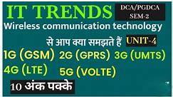 What is wireless communication technology in DCA AND PGDCA EXAM SEM-2 || mobile generation|| GSM