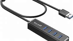 SmartQ H302S USB 3.0 Hub for Laptop with 2ft Long Cable, Multi Port Expander, Fast Data Transfer USB Splitter Compatible with Windows PC, Mac, Printer, Mobile HDD