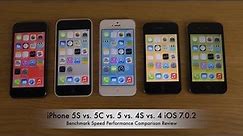 iPhone 5S vs. 5C vs. 5 vs. 4S vs. 4 iOS 7.0.2 - Benchmark Speed Performance Review