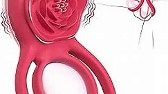 Vibrating Cock Ring with Rose Clitoral Stimulator, Pleasure Penis Ring Vibrator Couples Adult Sex Toys for Men Women, 7 Vibrations Male Couple Sex Toy