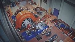 Replacement, repair of turbines, generators at hydroelectric power plants. (time-lapse)