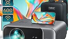 [Auto Focus/4K Support] Projector with WiFi 6 and Bluetooth 5.2, YABER Pro V9 600 ANSI Native 1080P Outdoor Movie Projector, Auto 6D Keystone & 50% Zoom, Home Theater Projector for Phone/TV Stick/PC