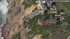 Three multimillion-dollar mansions teeter on the edge of a California cliffside after powerful storms