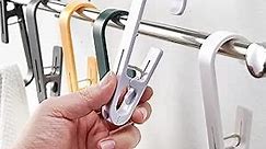 Large Clothes Pins Towel Clips, 8 Pcs Multipurpose Clothes Pins Hook, Strong Plastic Clothes Hanger. S Hook for Shower Curtain Laundry Clothes pins