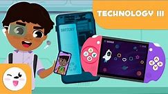 Technology III - Vocabulary for Kids - Mobile phone, tablet, battery, charger, earphones, camera...