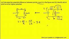 Calculate the potential difference between points a and b in the figure