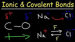 Ionic Bonds, Polar Covalent Bonds, and Nonpolar Covalent Bonds