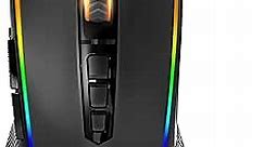 Redragon Gaming Mouse, Wireless Mouse Gaming with 8000 DPI, PC Gaming Mice with Fire Button, RGB Backlit Programmable Ergonomic Mouse Gamer, Rechargeable, 70Hrs for Windows, Mac Gamer, Black