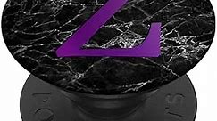 Purple Letter Z Monogram On Black Marbled Look PopSockets Standard PopGrip