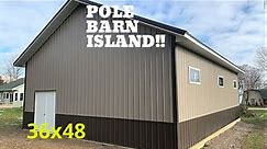 Pole Barn | 36x48 Pole Barn with Scissor Trusses and Brown steel exterior trim | Attica Lumber