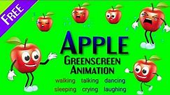 Apple fruit green screen animation cartoon | walking dancing laughing crying talking free all vector