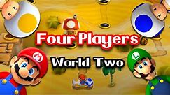 New Super Mario Bros. Wii – 4 players | Walkthrough (100%) World 2
