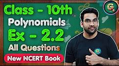 Class - 10 Ex - 2.2, Q1 Q2, Polynomials || New NCERT || CBSE || Green Board