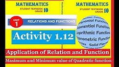 Mathematics Grade 10 Unit 1 Application of Relation and Function from new Text Book@Girma21​