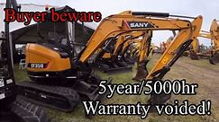 Buyer beware of Sany machines! Warranty is void by manufacturer if sold at auction. I lost $$$