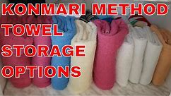 How to organize konmari method folded bath towels? Bathroom Linen closet storage ideas
