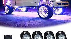 YiLaie RGB LED Rock Lights, 60 LEDs High Brightness Multifunction Neon underglow Kit Waterproof Light with APP/RF Control Multicolor Lights for ATV RZR UTV SUV Off Road Car, DC 12V (4 Pods)