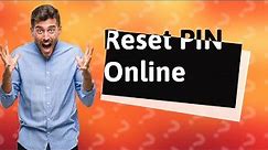 Can I reset my PIN number online?