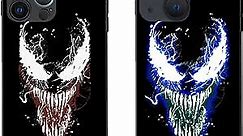 YXuan Venom LED Light Up Case for iPhone Luminous Comic Anime Superhero Phone case Colorful Luminescent Fashion Luxury Tempered Glass Hybrid Phone Case Accessories for Men (Venom（14）)