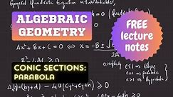 Conic Sections - Parabola | Introduction to Algebraic Geometry 1 | Vineeth Remanan | Neo Learning