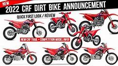 New 2022 Honda CRF Dirt Bike Models Released! | Motorcycle Announcement Review: CRF50, 110, 250 etc