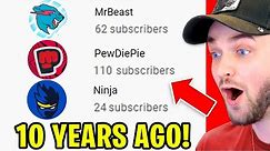 World's *BIGGEST* YouTube Channels 10 YEARS AGO! (Unseen Footage)