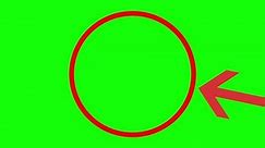 Blinking red circle with arrow on green screen