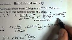 Radioactivity, Activity and Half-Life Calculation