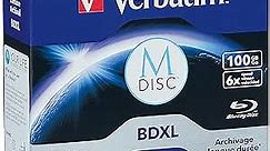 Verbatim M DISC BDXL 100GB 6X with Branded Surface Blank Blu-Ray Recordable Media – 5pk Jewel Case Box,Blue