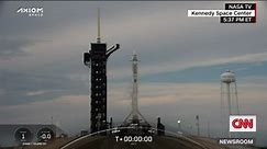 See moment of liftoff as manned rocket blasts off to space