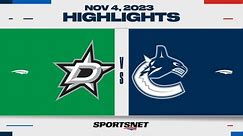 NHL Game Highlights | Stars vs. Canucks - November 4, 2023