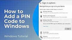 How to Add a PIN Code to Windows 10