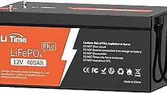 Litime 12V 400Ah LiFePO4 Lithium Battery 3200W Max. Load Power Group 8D Battery Built-in 250A BMS 5120Wh Usable Energy 4000-15000 Cycles & 10-Year Lifetime Perfect for RV Home Solar System Fishing