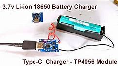 Type -C TP4056 3.7v Li-ion 18650 Battery Charging With Current Protection Module | POWER GEN