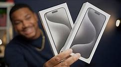 iPhone 15 Pro Max UNBOXING! (White Titanium & Black Titanium)