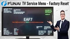 How to access the service menu on FUNAI LED TV and perform factory reset | FUNAI TV Hard Reset Code