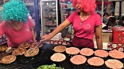 Street Food in Serbia. Roasted Pork and Burgers. 'Rostiljijada' Grill Festival, Leskovac