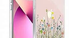 Unov Case Compatible with iPhone 13 Case Clear with Design Embossed Floral Pattern Soft TPU Bumper Slim Protective 6.1 Inch (Flower Bouquet)