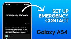 How to Add Emergency Contact on Samsung Galaxy A54